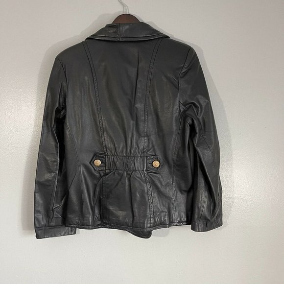 Wilson's Leather Womens Black Leather Biker Moto Jacket Size S Motorcycle - Picture 8 of 9